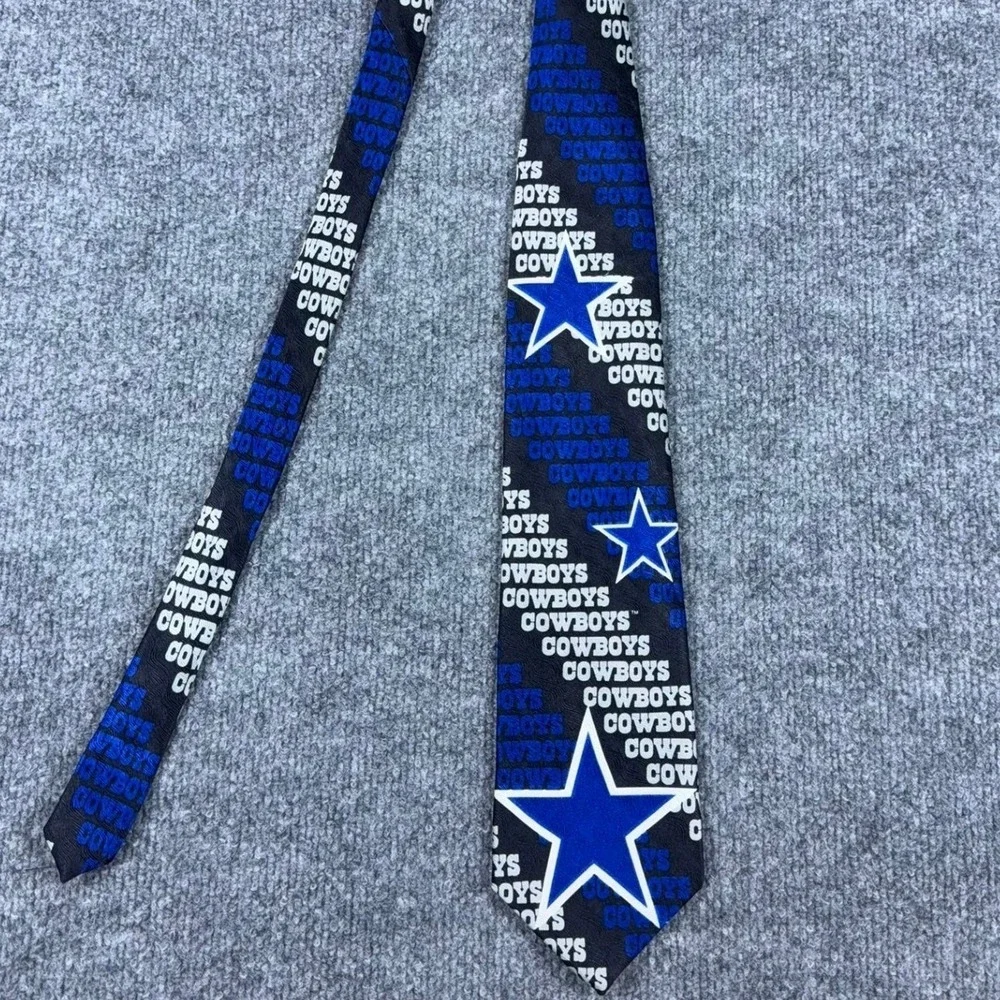 Dallas Cowboys NFL Team Necktie Black Blue Star Logo Vintage 1998 Ralph Marlin